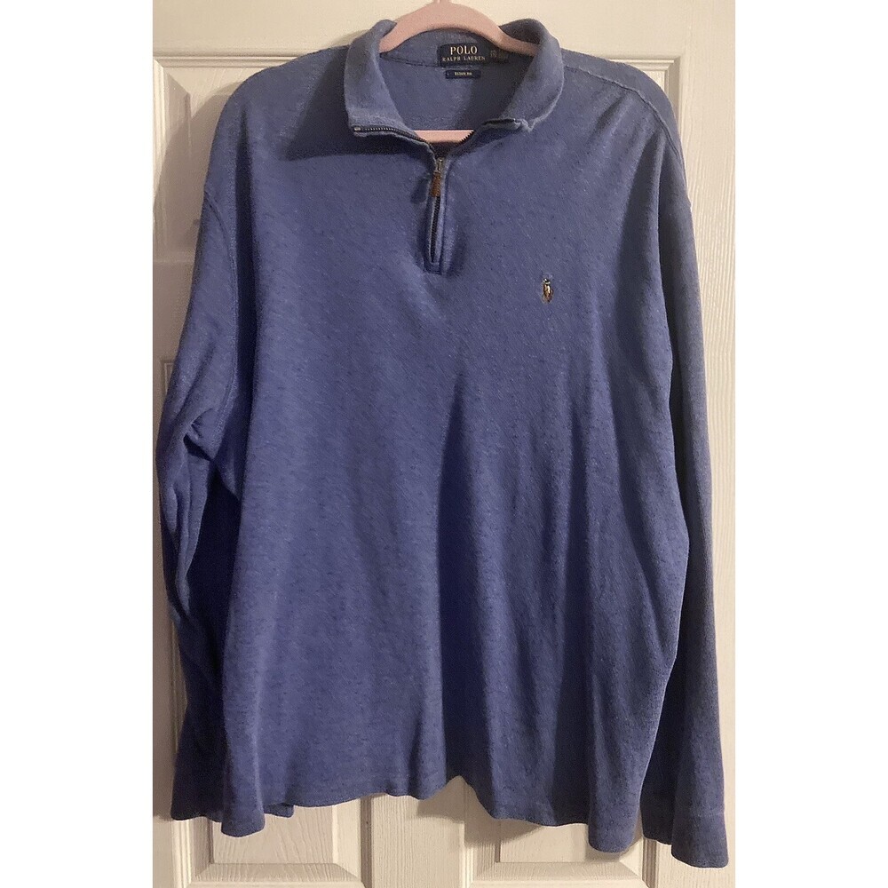 Polo Ralph Lauren sweater men size 2XL 1/4 zip blue long sleeve